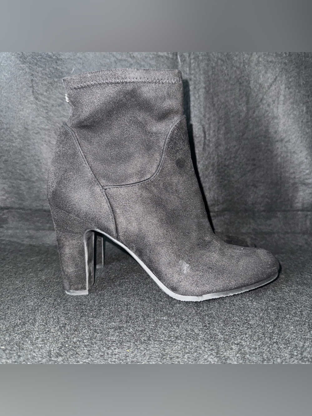 Sam Edelman Black Heeled Ankle Boot Bootie Faux Suede Womens Sz 7 - Picture 3 of 8